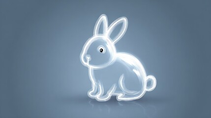 Obraz premium Softly glowing stylized bunny outline on a blue gradient background