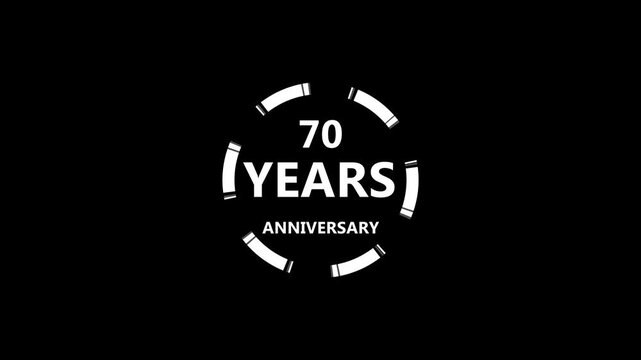 Circle animation 70 Years Anniversary Gradient Number jubilee celebration wedding invitation card design. Transparent background live concert
