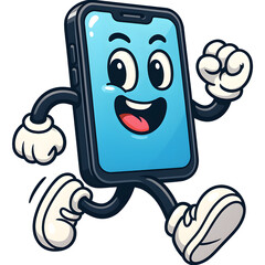 Happy Cartoon Smartphone Running With a Smile
