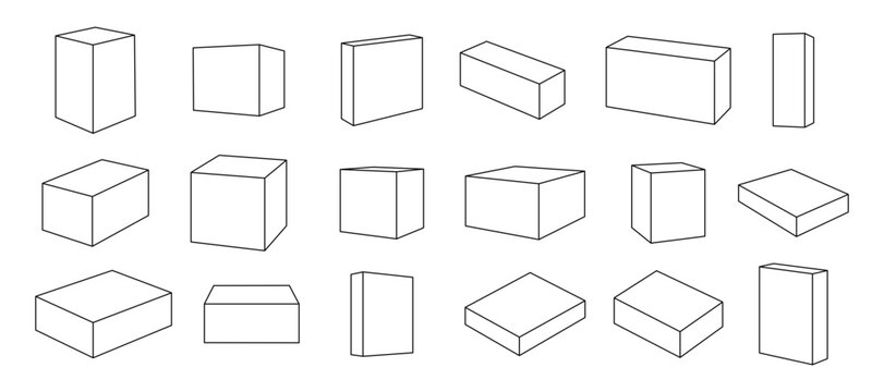 Fototapeta Isometric 3D cubes and rectangular boxes collection.