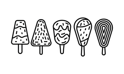 Go Fast Five Tasty Cream Yummy Food Outline Thick Border Vector Illustration