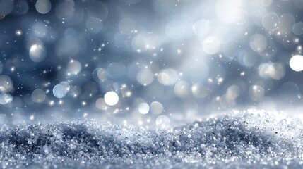 Fototapeta premium Sparkling snowdrift under a magical winter sky with bokeh lights creating a festive and enchanting atmosphere