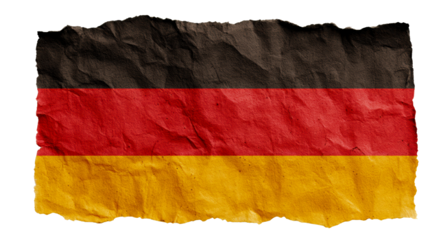 Torn German Flag Fabric with Textured Surface, cut out transparent