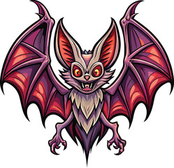 Gothic Victorian Halloween Elegance Cartoon Bat with Red Wings