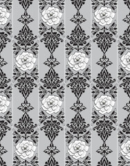 Elegant Black and White Floral Damask Pattern