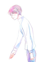 手を差し出す男性　穏やか