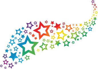 Rainbow star trail with colorful gradient stars, vibrant abstract design, festive decoration, celebration, creative background for party and event © Zahid Creatives