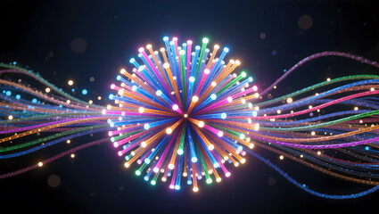 Obraz premium Fiber optic explosion resembling digital fireworks