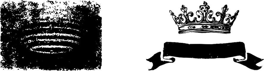 Vintage grunge black and white ornamental elements for design