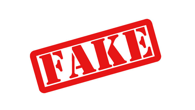 A red stamp with the word "FAKE" in bold white letters on a white background.