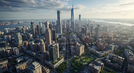 Obraz premium Aerial View of Manhattan Skyline, New York City