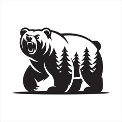 bear vector silhouette sketch art logo design collections