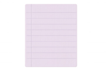 Lined purple paper sheet floating against transparent backdrop, representing academic note-taking workspace