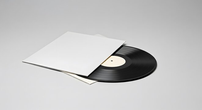 Minimalist Vinyl Record and Cover, Clean Design