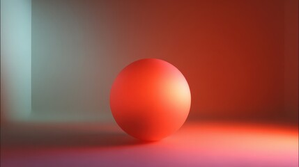 Minimalist composition of a vibrant red sphere with soft lighting and gradient background