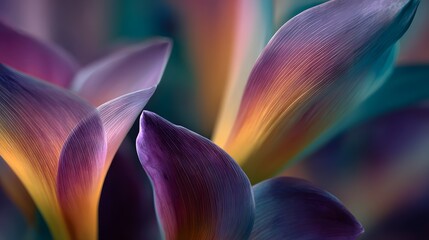 Captivating macro view of vibrant petals with flowing light and rich colors, evoking elegance and beauty