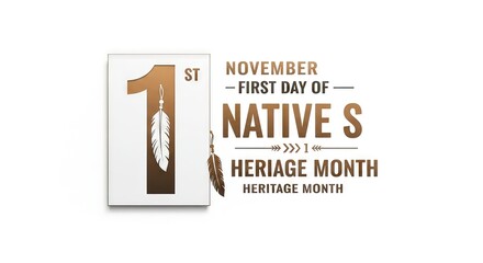 
November 1st Native American Heritage Month Celebration Poster on white background PNG 