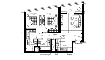 Modern Detailed House Home Floor Plan With Furniture
