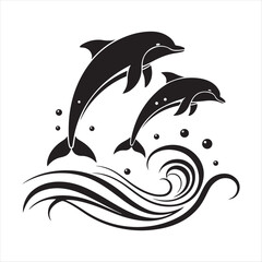 dolphin vector silhouette clip art sketch idea illustration