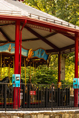 an animal carousel at a park