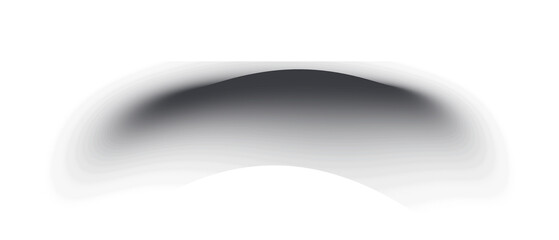 Half dome black gradient shadow fade isolated on white background. Smooth abstract shading overlay...