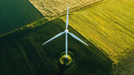 Wind turbine over fields