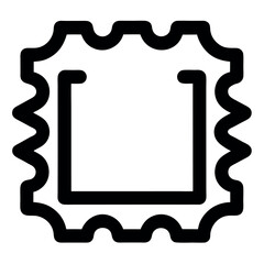 Illustration Black Outlined Square Stamp Shape with Wavy Edge and Inner Square Box