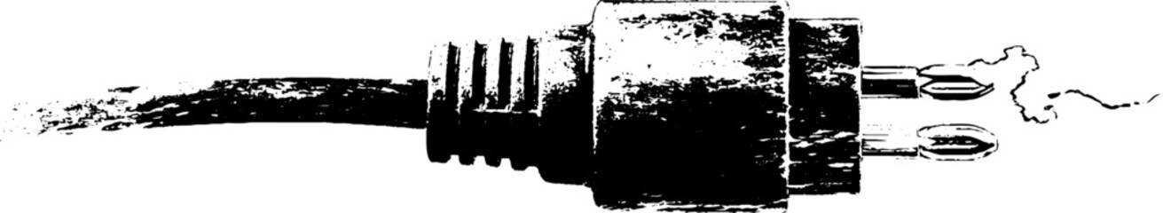Grunge black and white electric plug design for posters and urban art