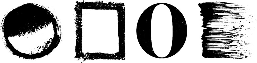 Grunge black and white abstract shapes set for creative design and art projects