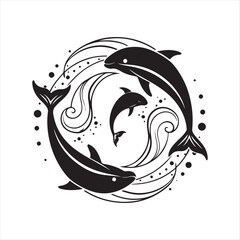 dolphin vector silhouette clip art sketch idea illustration