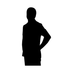 A simple, impactful silhouette of a man standing, hands on his hips.