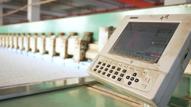 close up Embroidery machine control panel