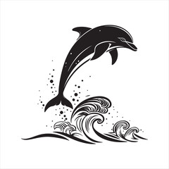 Naklejka premium dolphin vector silhouette clip art sketch idea illustration