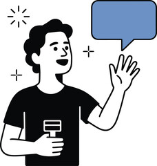 Man Presenting Ideas Communication Speech Presentation Public Speaking Illustration