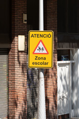 Attention school zone sign