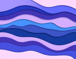 Fototapeta premium Serene Abstract Wavy Background with Gradient Blue and Purple Layers, Evoking a Sense of Fluid Motion and Contemporary Visual Harmony for Digital Designs
