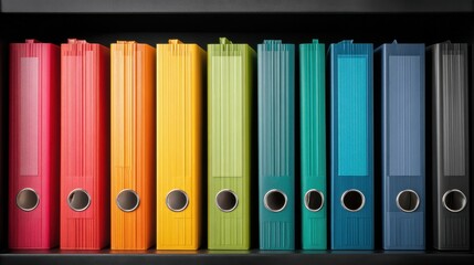 Fototapeta premium a shelf with a bunch of colorful binders