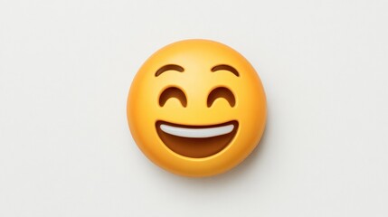 Fototapeta premium Round, smiling emoji face on white background