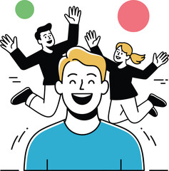 Achieving Success Teamwork  Celebration Illustration