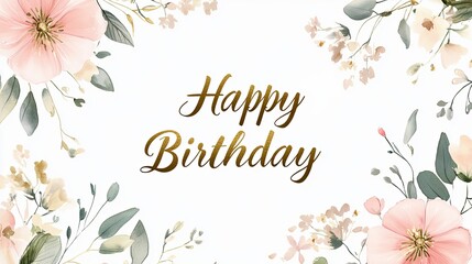 Stylish birthday banner with floral design and elegant typography for celebration