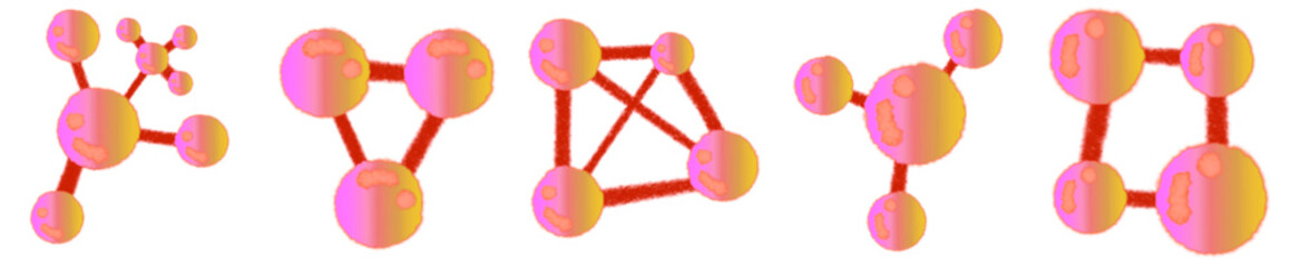 Molecular Structure Clipart Set – 3D Atom and Molecule Illustration for Chemistry, Science, and Educational Design Projects