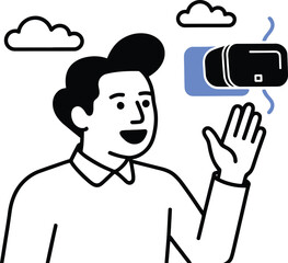 Man Using Virtual Reality Headset Metaverse Technology and Innovation