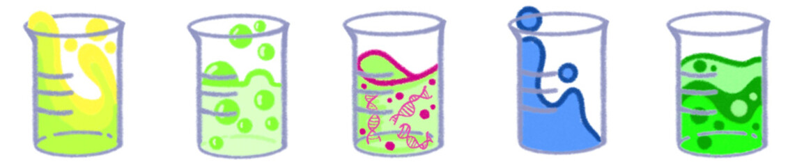 Beaker Clipart Set &ndash; Hand Drawn Laboratory Glassware Illustration for Science, Chemistry, and Education Projects