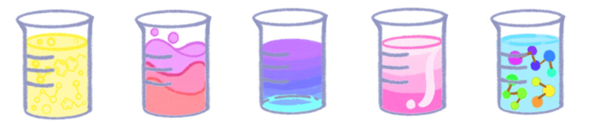 Beaker Clipart Set – Hand Drawn Laboratory Glassware Illustration for Science, Chemistry, and Education Projects