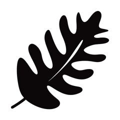 Obraz premium Isolated black silhouette of a stylized leaf exhibits unique contours against white backdrop