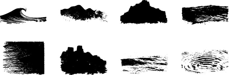 Obraz premium Abstract grunge black and white brush stroke illustrations set for design and art