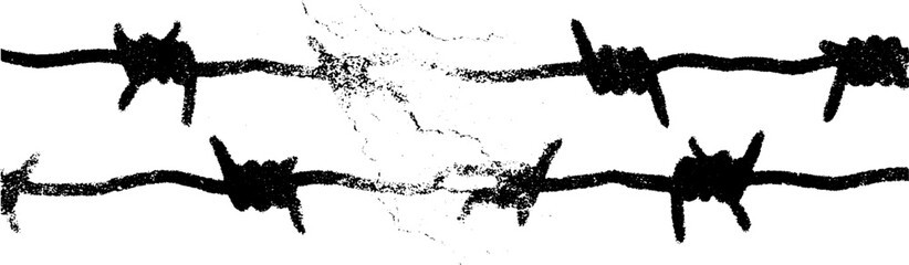 Grunge black and white barbed wire illustration for urban and vintage design
