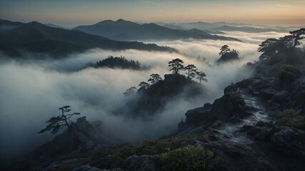 Obraz premium fog in the mountains