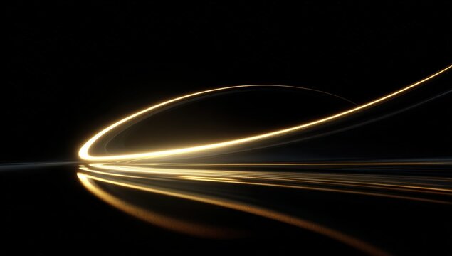 Abstract light trails on a dark surface
