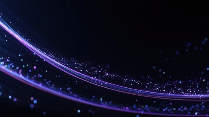 Obraz premium Dynamic Neon Light Streaks and Sparkling Particles on Dark Background for Digital Design and Visual Effects